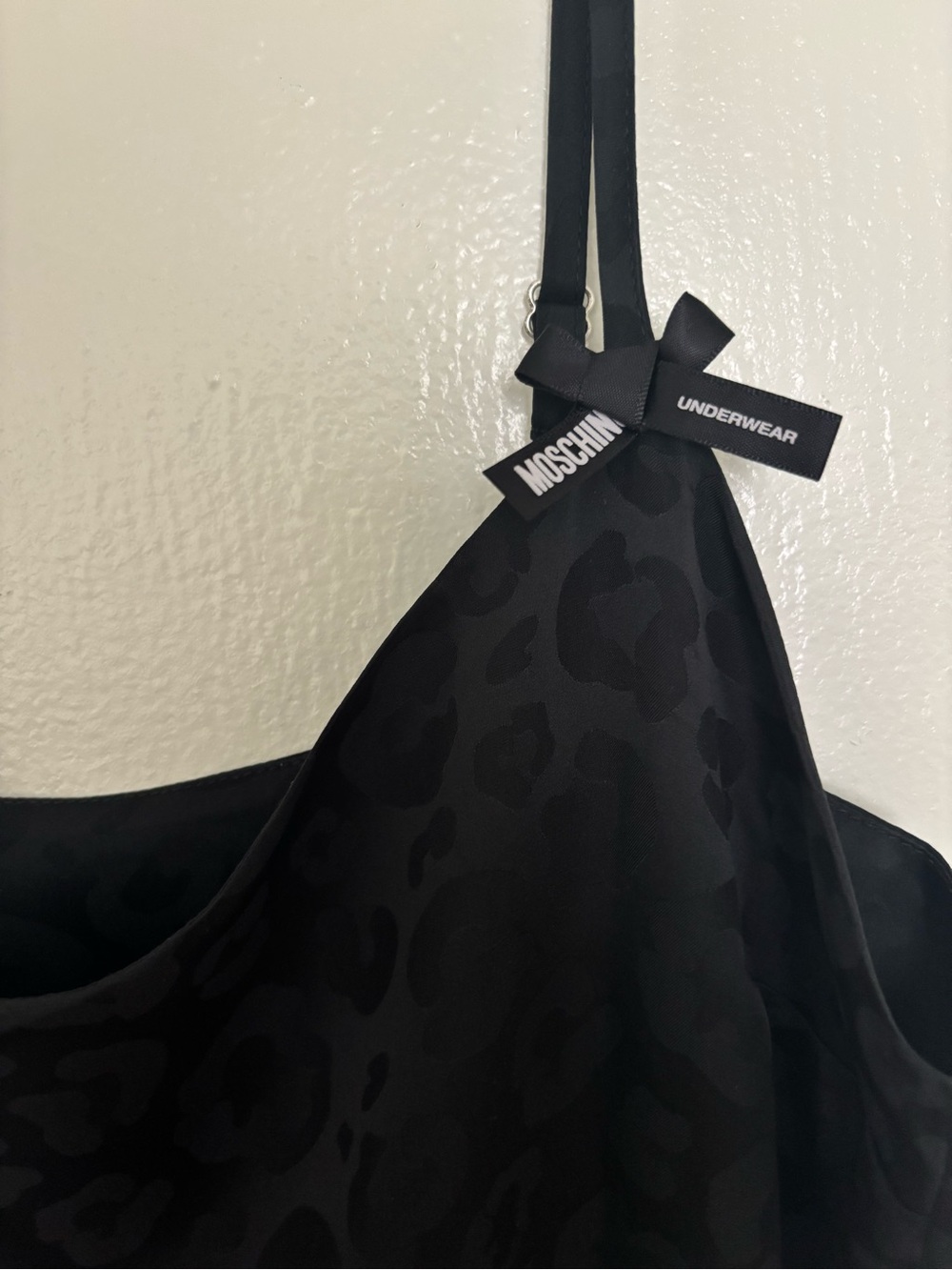 MOSCHINO Black Slip Midi Night dress - Women's Leopard Jacquard